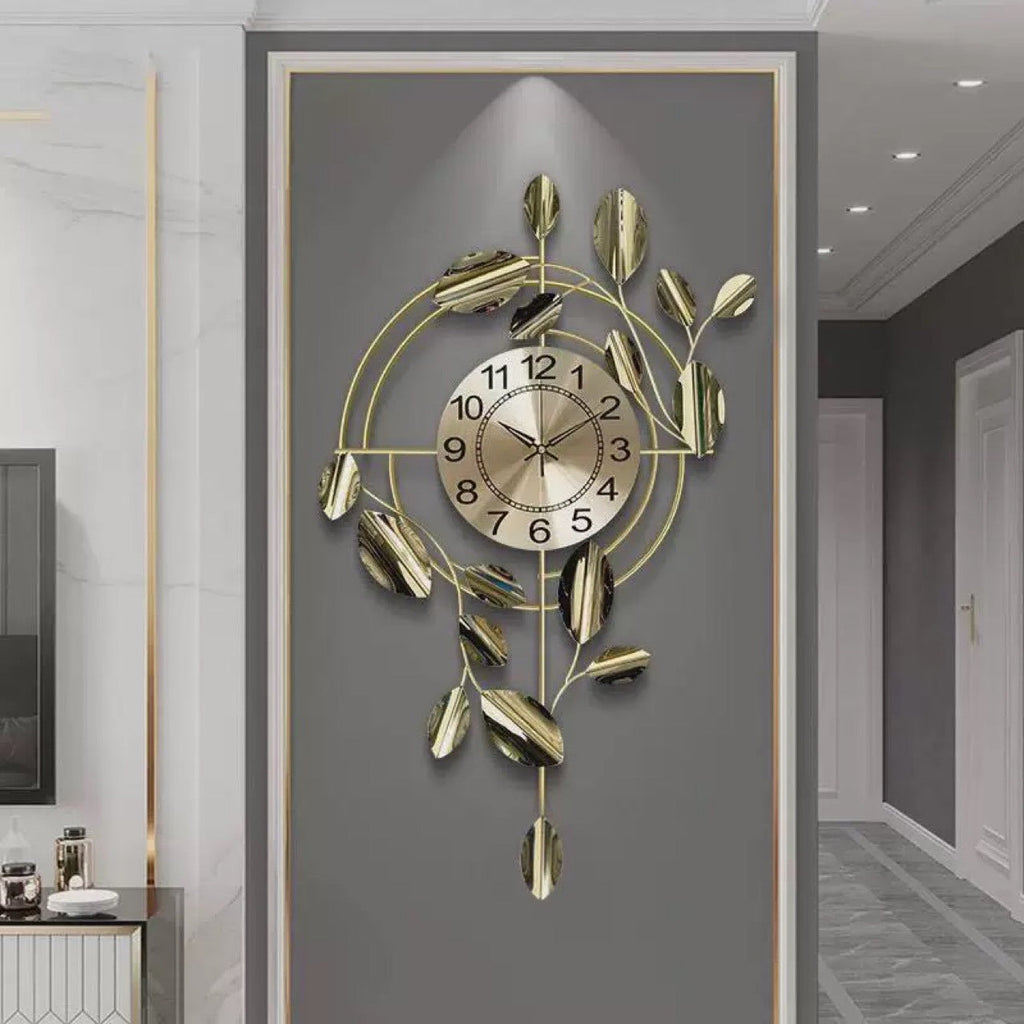 Decorative Wall Clock with Leaf Design | Kelmera