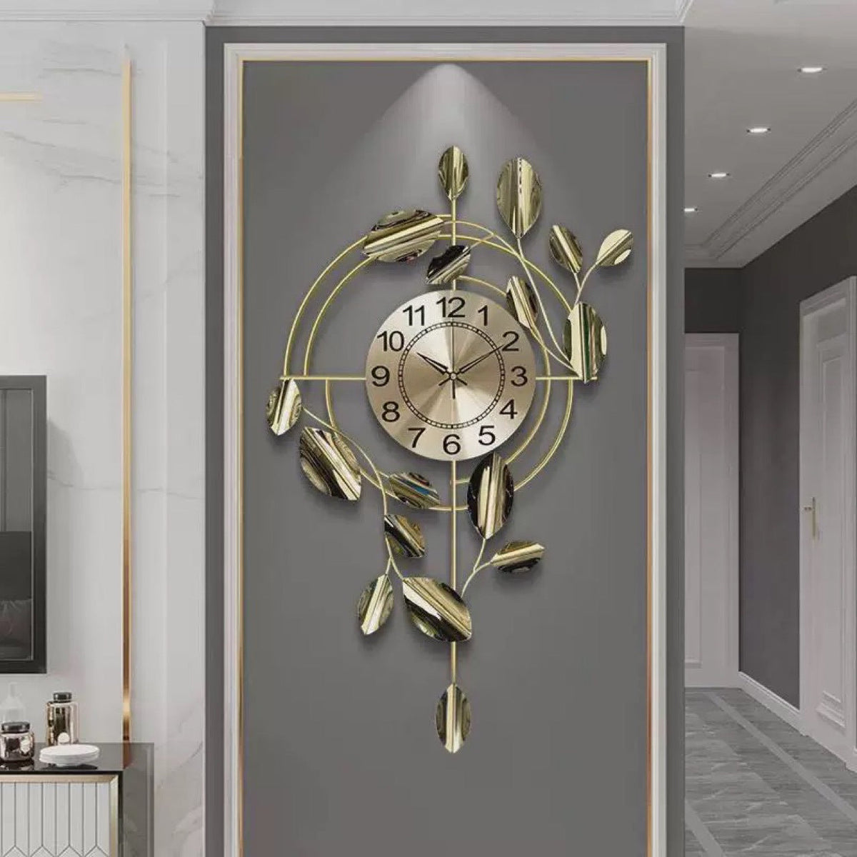 Decorative Wall Clock with Leaf Design | Kelmera