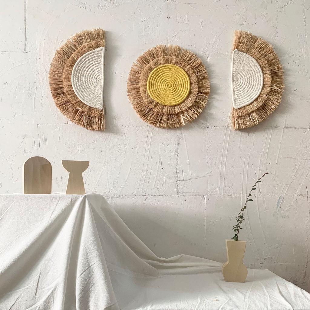 Decorative Wall Decoration with Synthetic Fiber and Wooden Beads | Kelmera