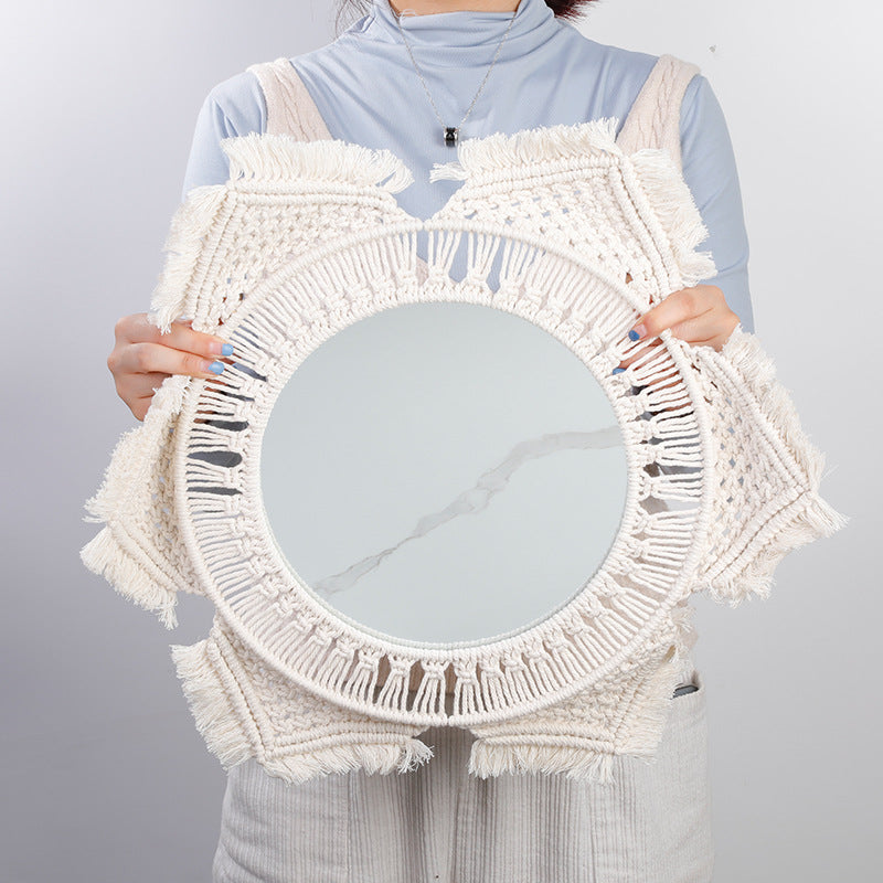 Decorative Wall Mirror Cotton Macrame Soft Textile | Kelmera