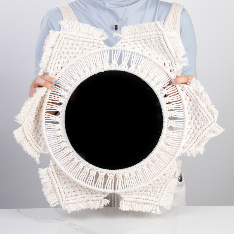 Decorative Wall Mirror Cotton Macrame Soft Textile | Kelmera