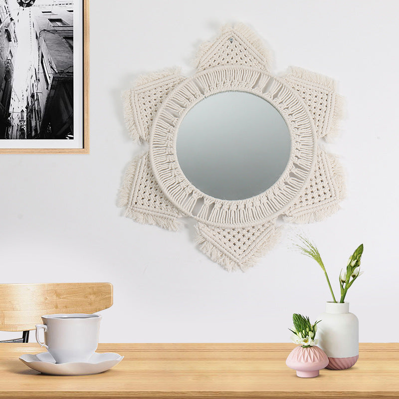 Decorative Wall Mirror Cotton Macrame Soft Textile | Kelmera