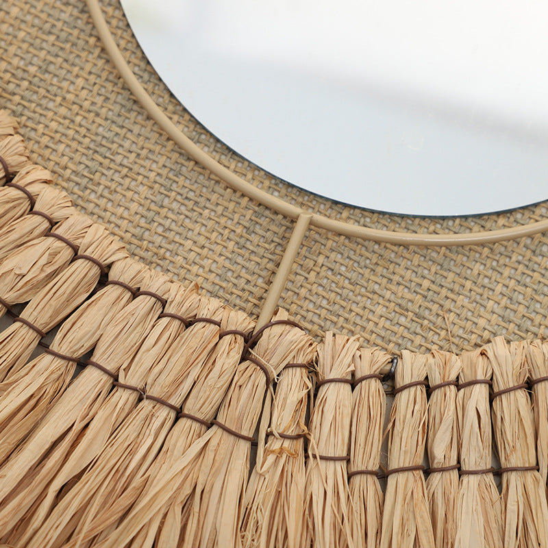 Decorative Wall Mirror with Natural Rattan Frame | Kelmera