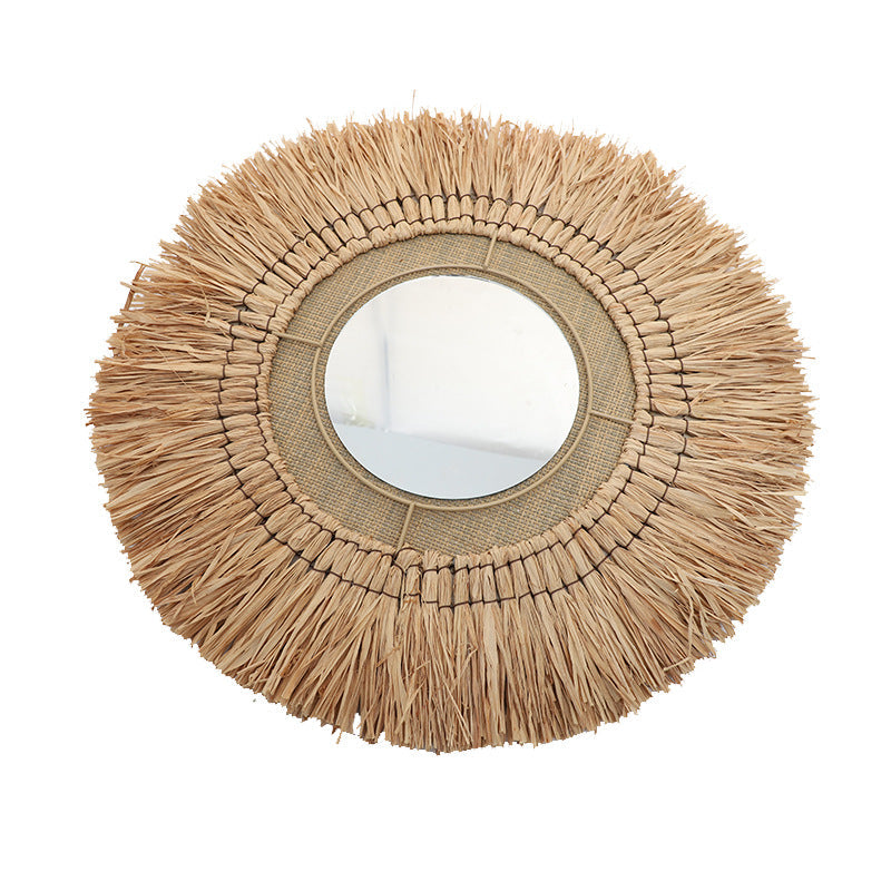 Decorative Wall Mirror with Natural Rattan Frame | Kelmera