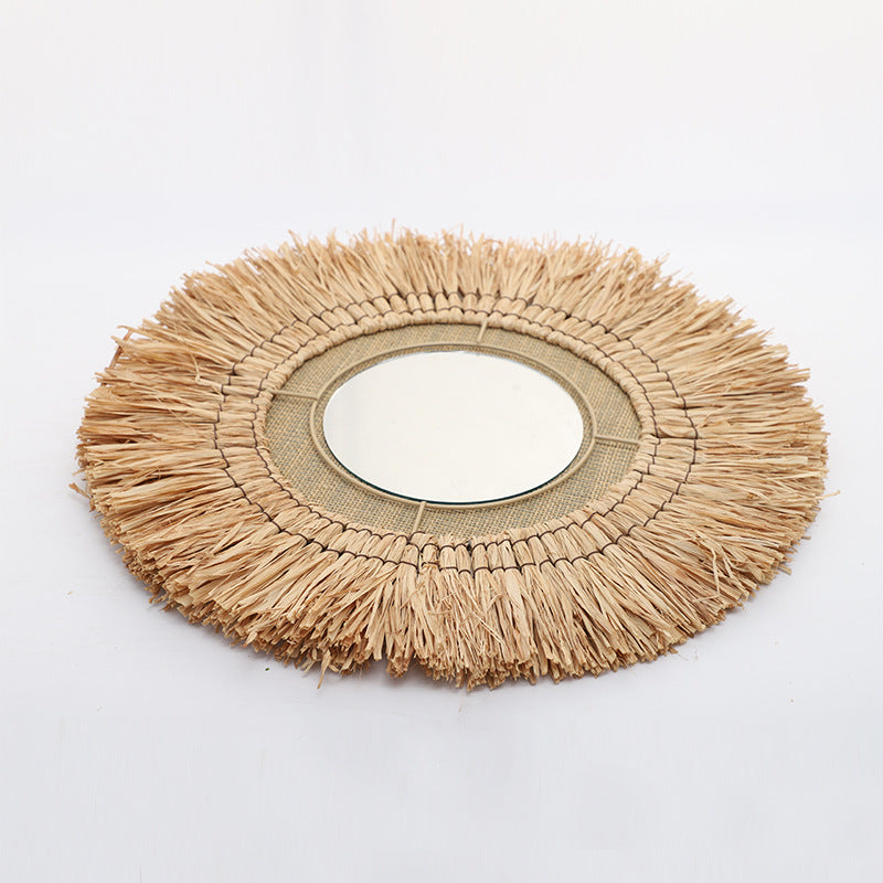 Decorative Wall Mirror with Natural Rattan Frame | Kelmera