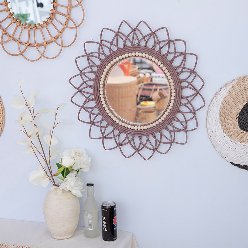 Decorative Wall Mirror with Rattan Frame | Kelmera