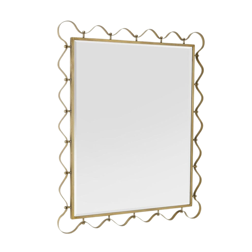 Decorative Wall Mirror with Wavy Edge Champagne | Kelmera