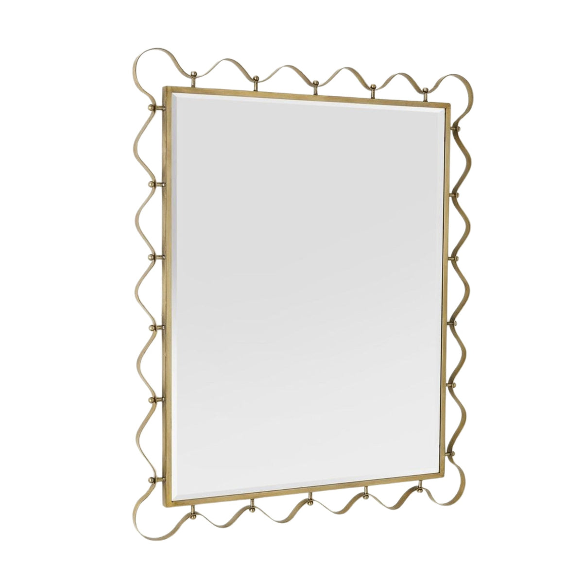 Decorative Wall Mirror with Wavy Edge Champagne | Kelmera