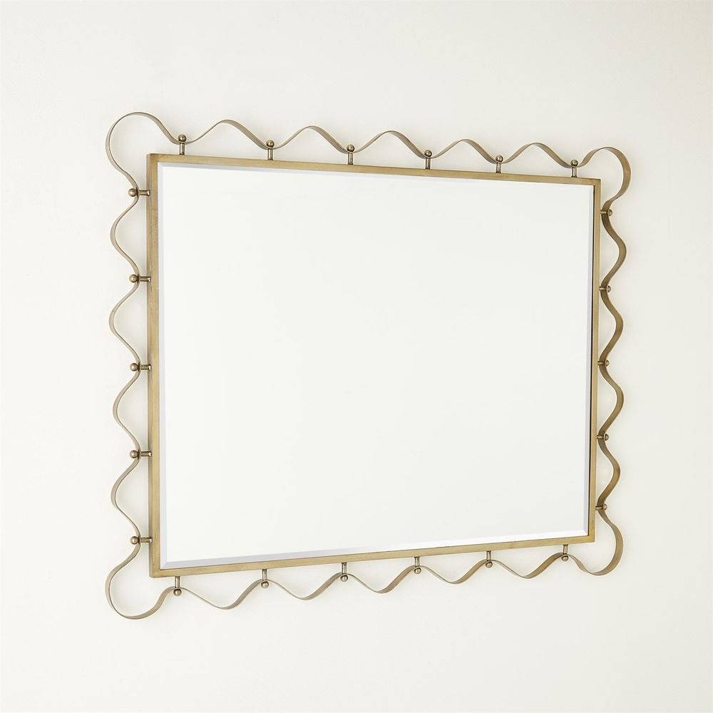 Decorative Wall Mirror with Wavy Edge Champagne | Kelmera