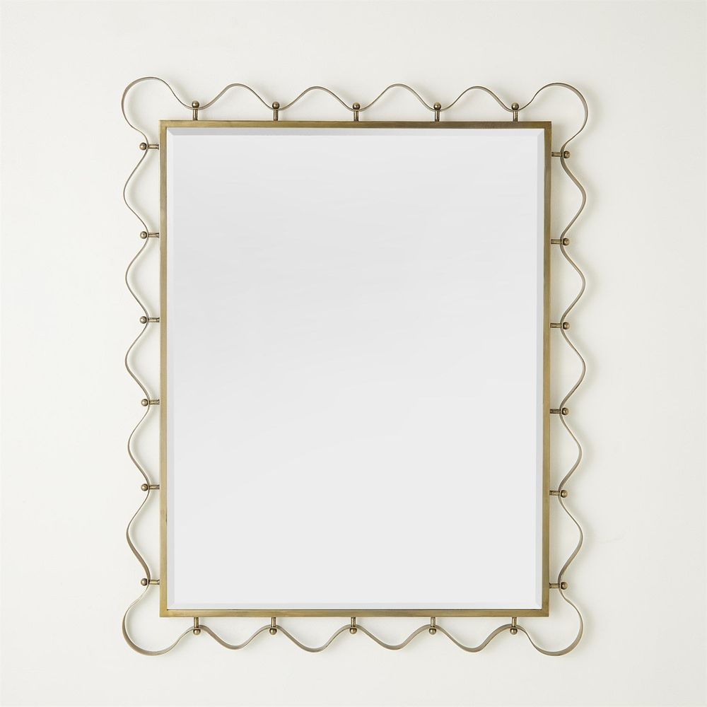 Decorative Wall Mirror with Wavy Edge Champagne | Kelmera