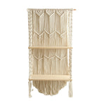 Decorative Wall-Mounted Macrame Shelf with Natural Wooden Accents | Kelmera