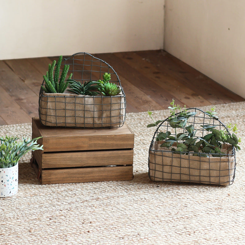 Decorative Wire Basket with Jute Bag | Kelmera