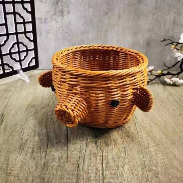 Decorative Woven Dog-Shaped Storage Basket | Kelmera