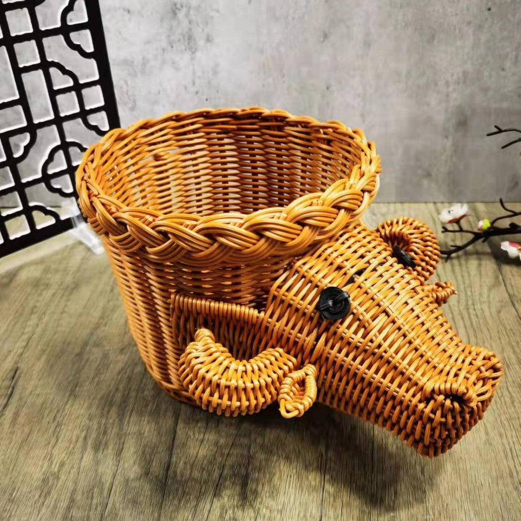 Decorative Woven Dog-Shaped Storage Basket | Kelmera