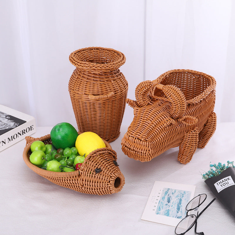 Decorative Woven Dog-Shaped Storage Basket | Kelmera