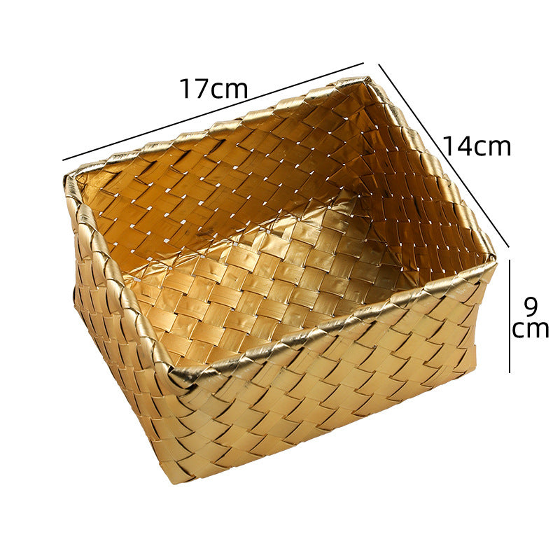 Decorative Woven Storage Basket with Metallic Finish | Kelmera