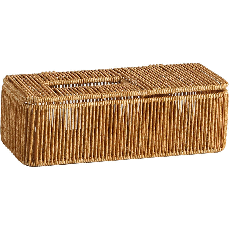 Decorative Woven Tissue Box Cover Light Brown | Kelmera