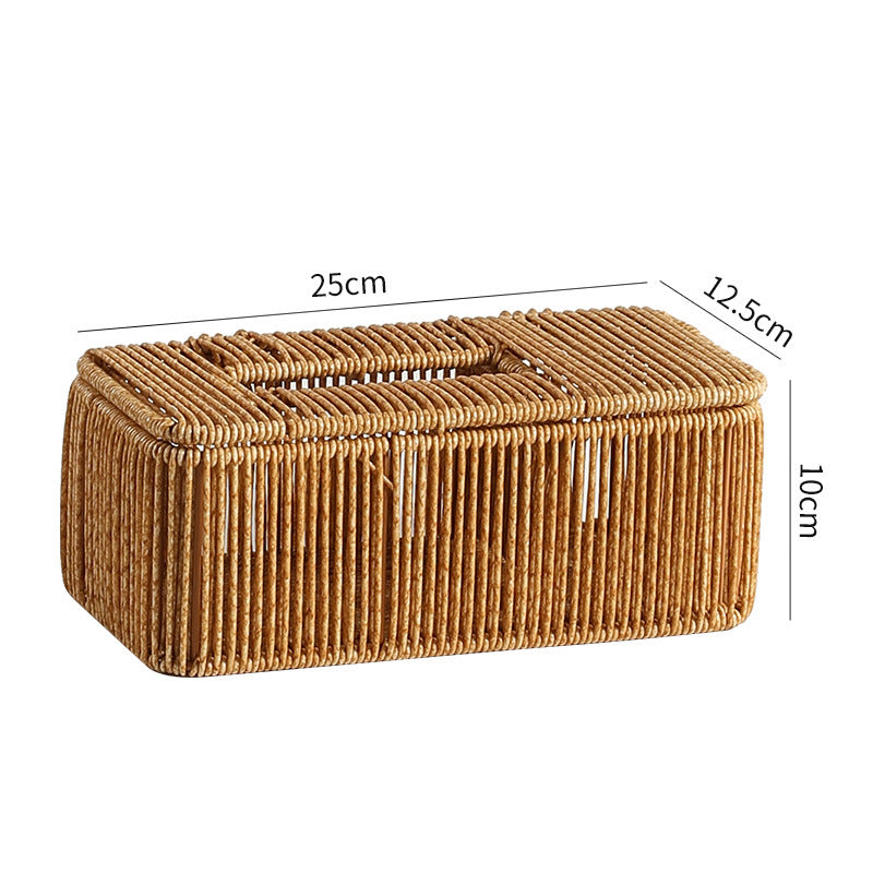 Decorative Woven Tissue Box Cover Light Brown | Kelmera