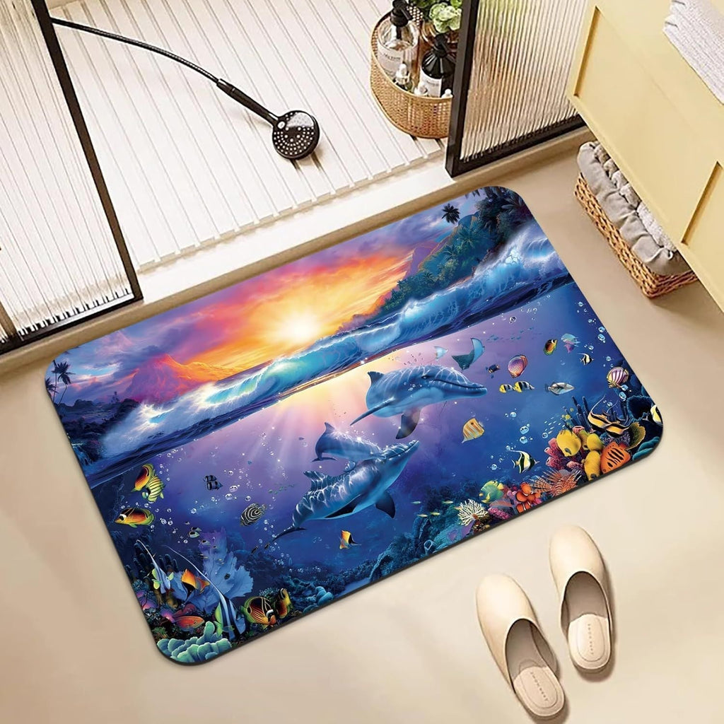 Dolphin-Themed Decorative Bath Mat | Kelmera