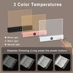 Edge-Lit Acrylic Makeup Mirror Panel with Digital Timer and USB-C Rechargeable LED Base | Kelmera