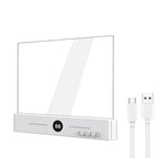 Edge-Lit Acrylic Makeup Mirror Panel with Digital Timer and USB-C Rechargeable LED Base | Kelmera