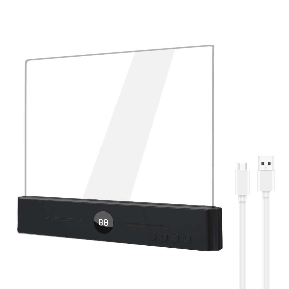 Edge-Lit Acrylic Makeup Mirror Panel with Digital Timer and USB-C Rechargeable LED Base | Kelmera