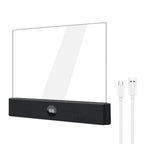 Edge-Lit Acrylic Makeup Mirror Panel with Digital Timer and USB-C Rechargeable LED Base | Kelmera