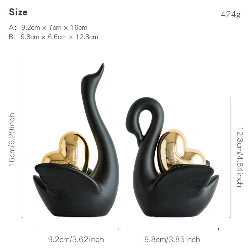 Elegant and Romantic Swans Decorative Figure | Kelmera