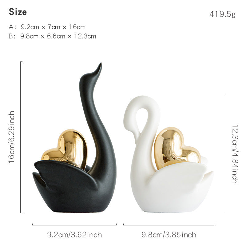 Elegant and Romantic Swans Decorative Figure | Kelmera