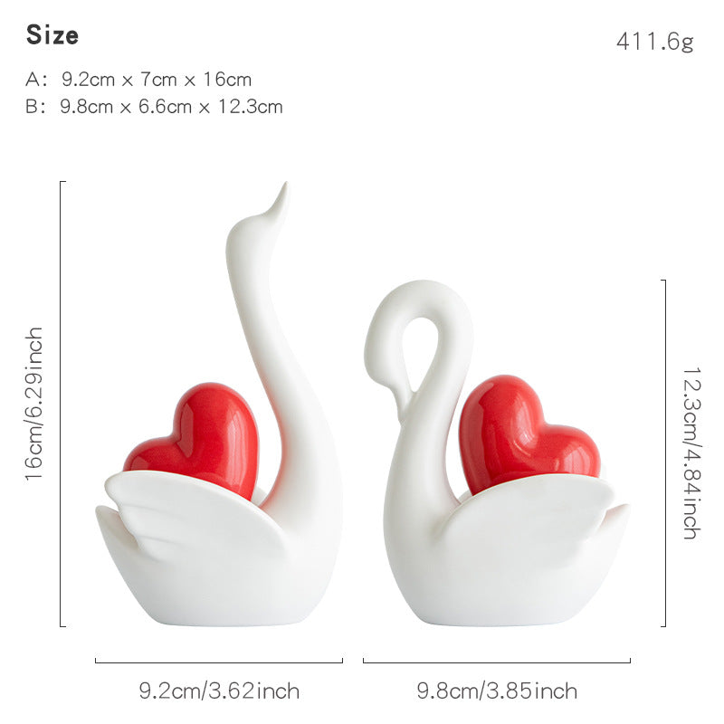 Elegant and Romantic Swans Decorative Figure | Kelmera