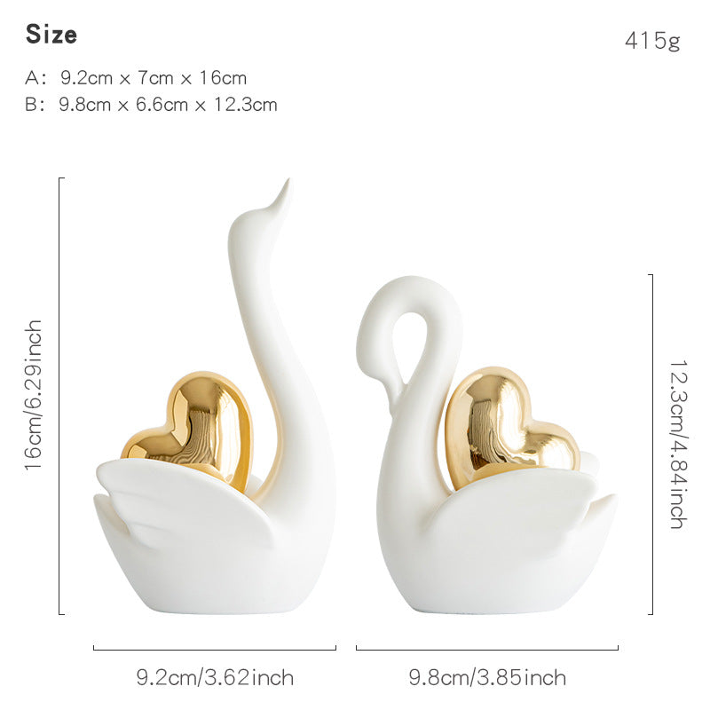Elegant and Romantic Swans Decorative Figure | Kelmera