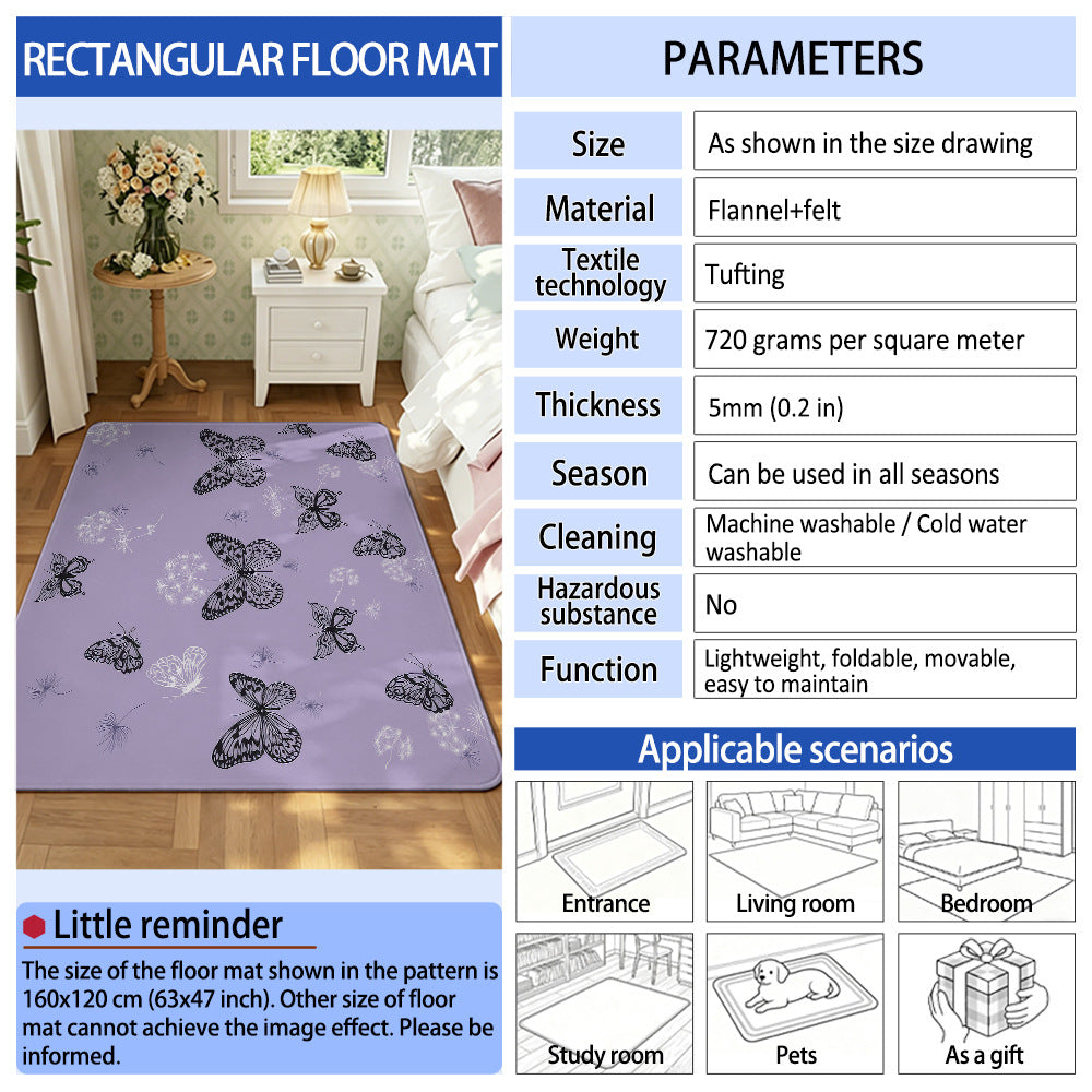 Elegant Butterfly Print Area Rug | Kelmera
