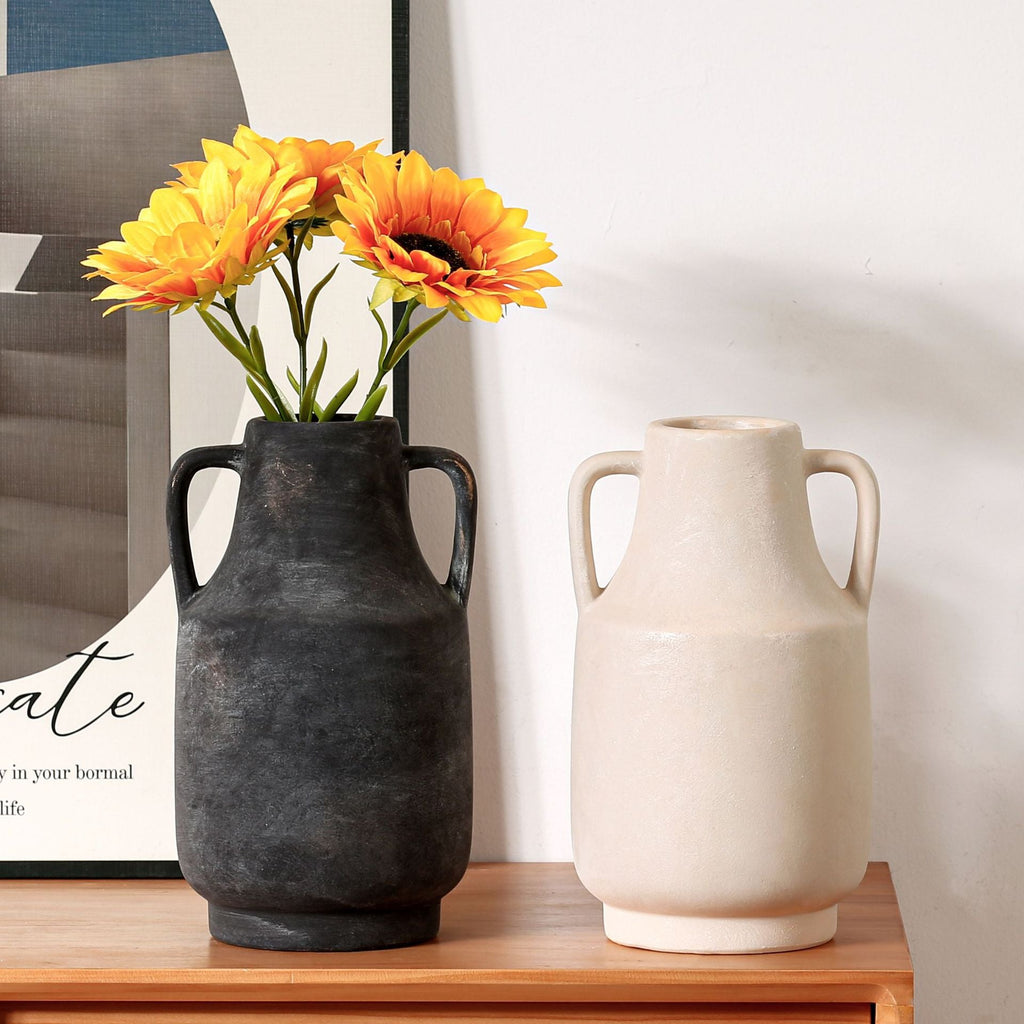 Elegant Ceramic Flower Vase White Black Beige | Kelmera