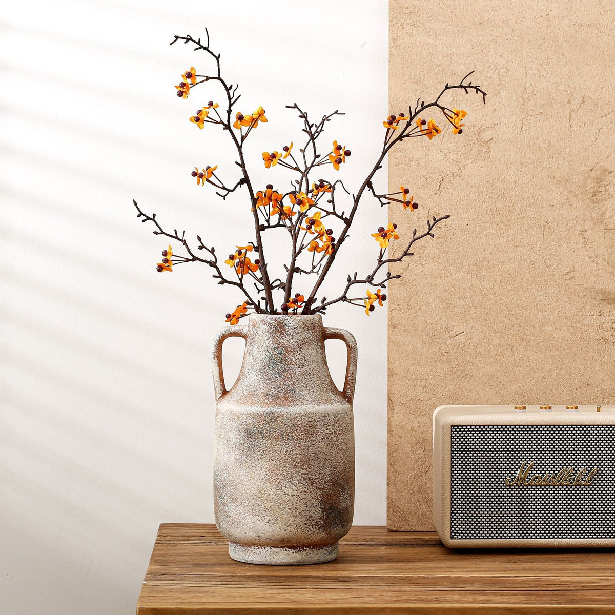 Elegant Ceramic Flower Vase White Black Beige | Kelmera