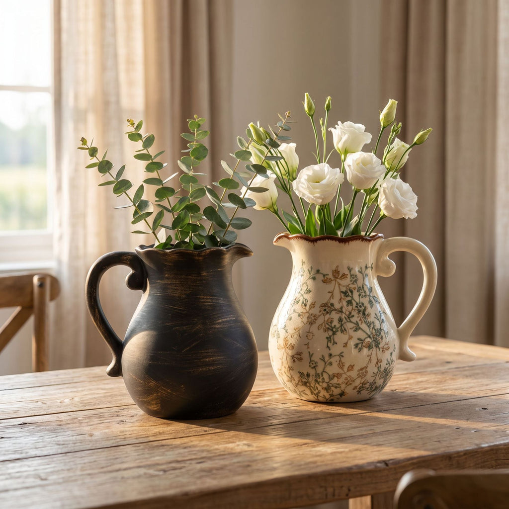 Elegant Ceramic Jug with Floral Patterns | Kelmera