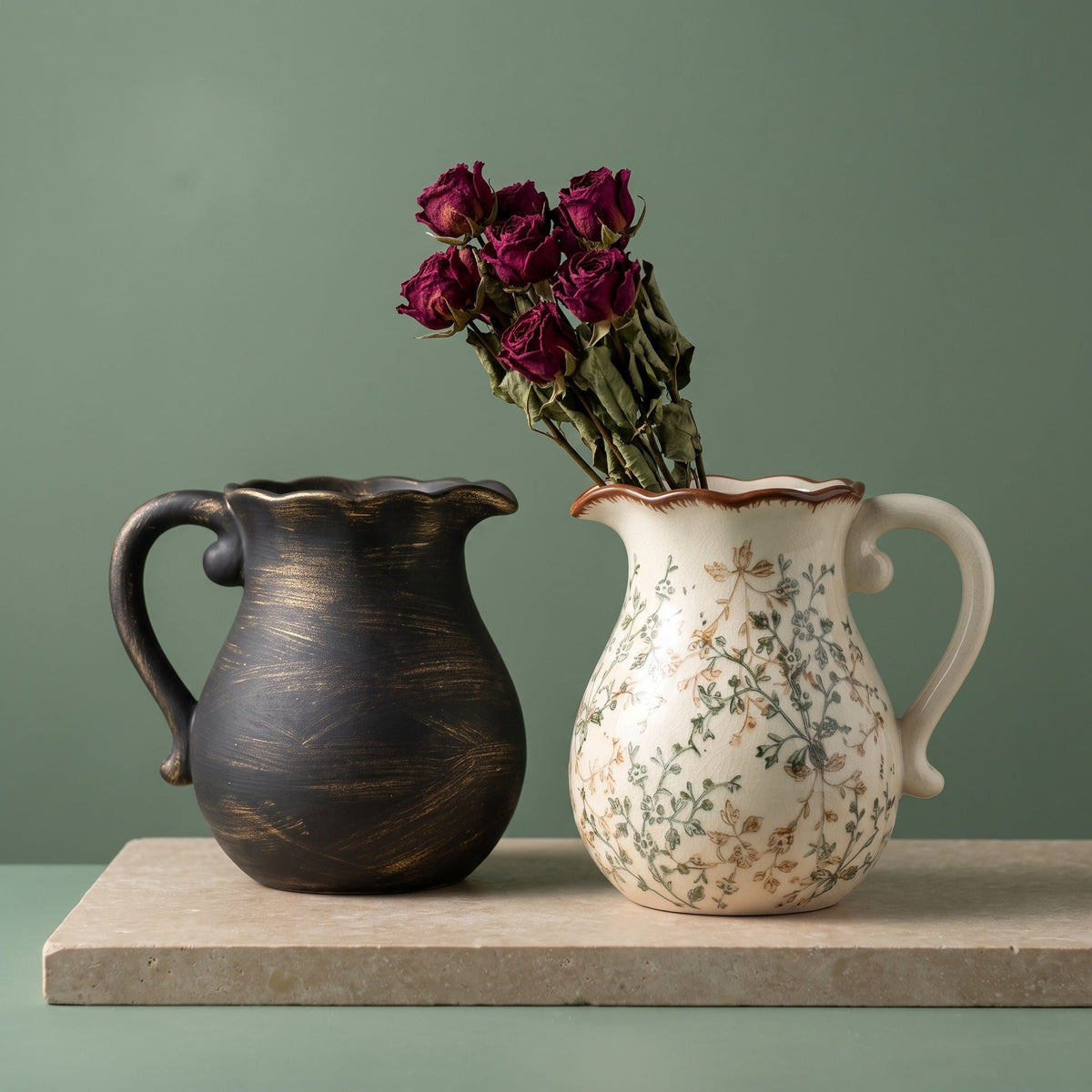 Elegant Ceramic Jug with Floral Patterns | Kelmera
