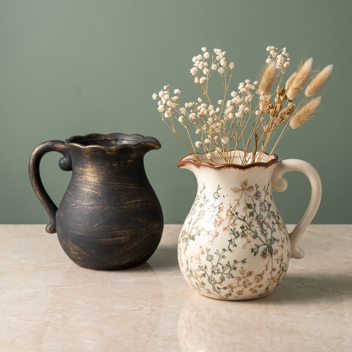 Elegant Ceramic Jug with Floral Patterns | Kelmera