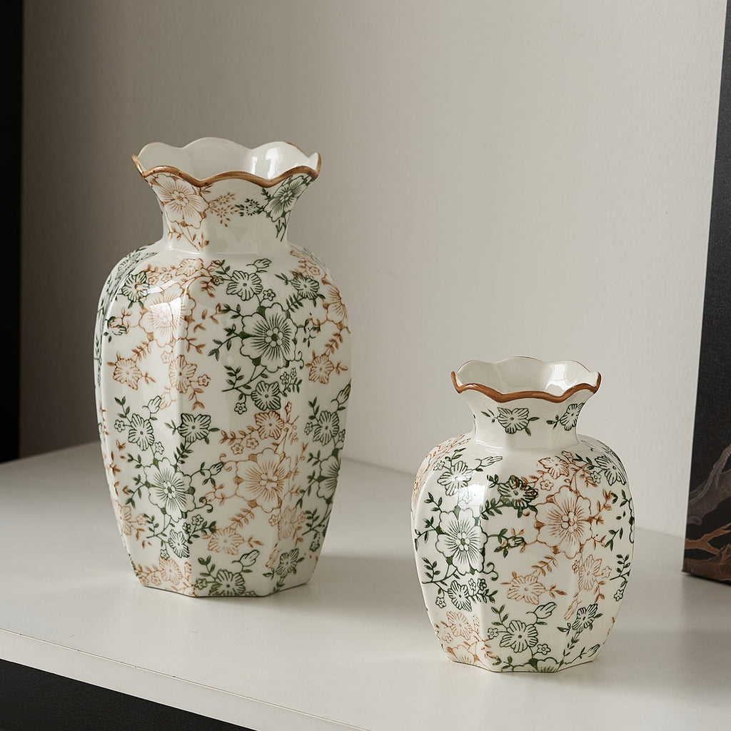 Elegant Ceramic Vase with Floral Pattern | Kelmera
