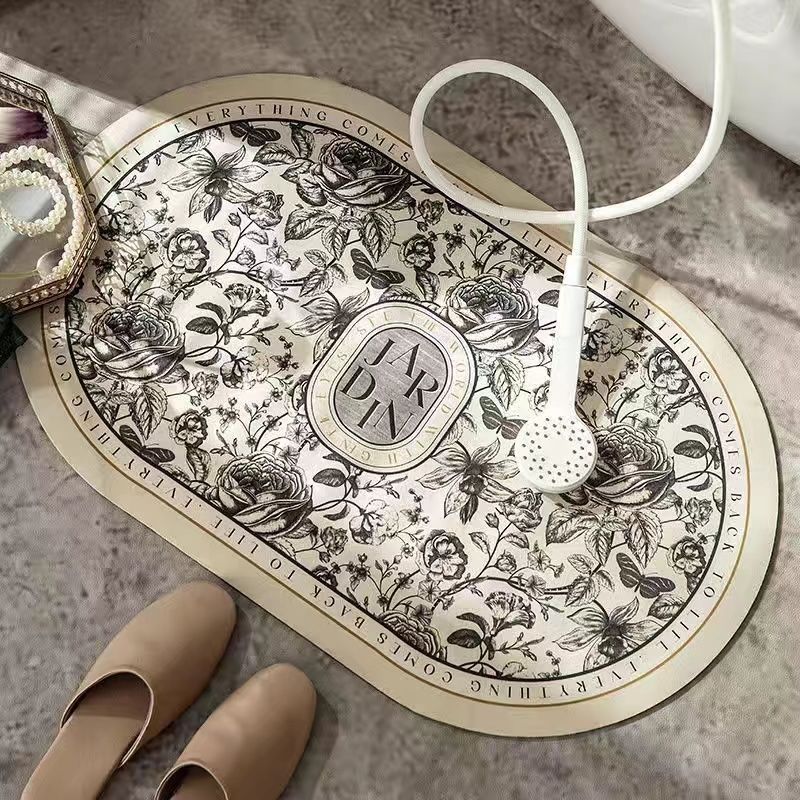 Elegant Floral Design Bath Mat | Kelmera