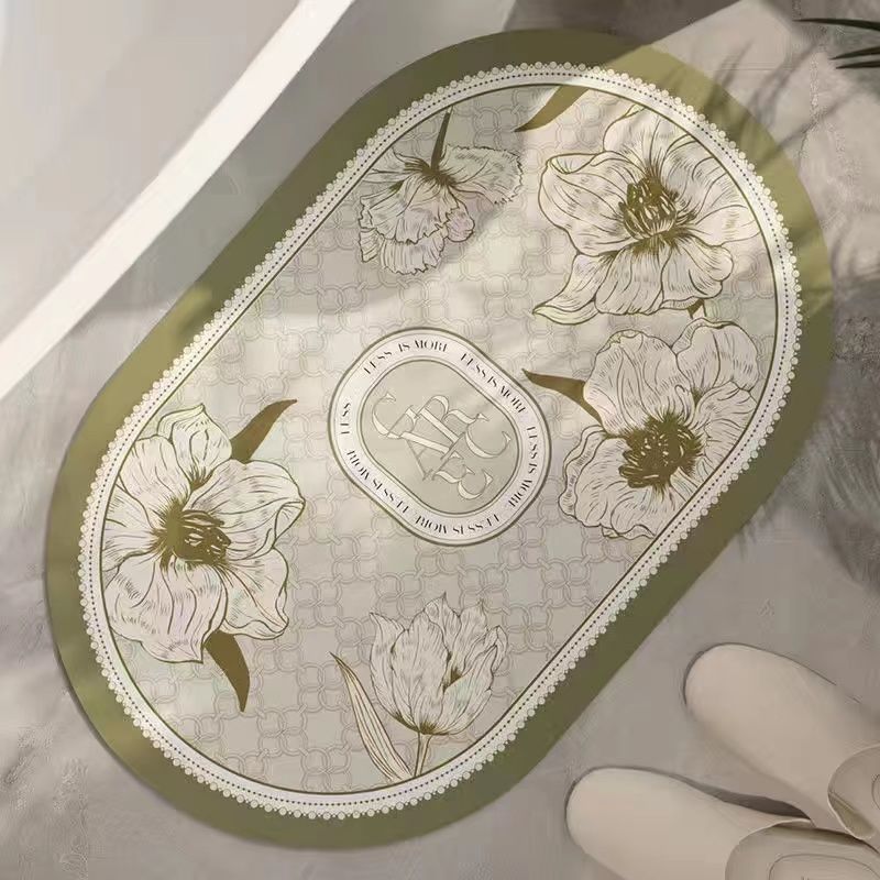 Elegant Floral Design Bath Mat | Kelmera