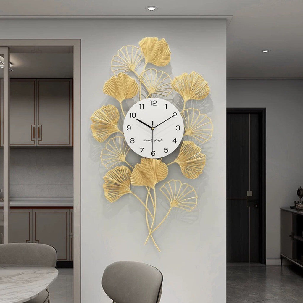 Elegant Ginkgo Leaf Wall Clock | Kelmera