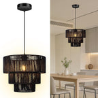 Elegant Hanging Lamp with Rattan Details | Kelmera
