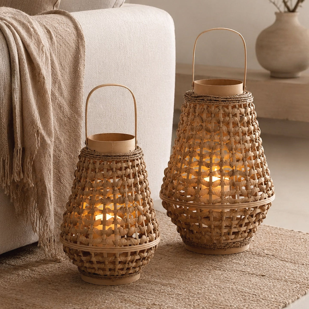 Elegant Lantern made of Braided Rattan | Kelmera