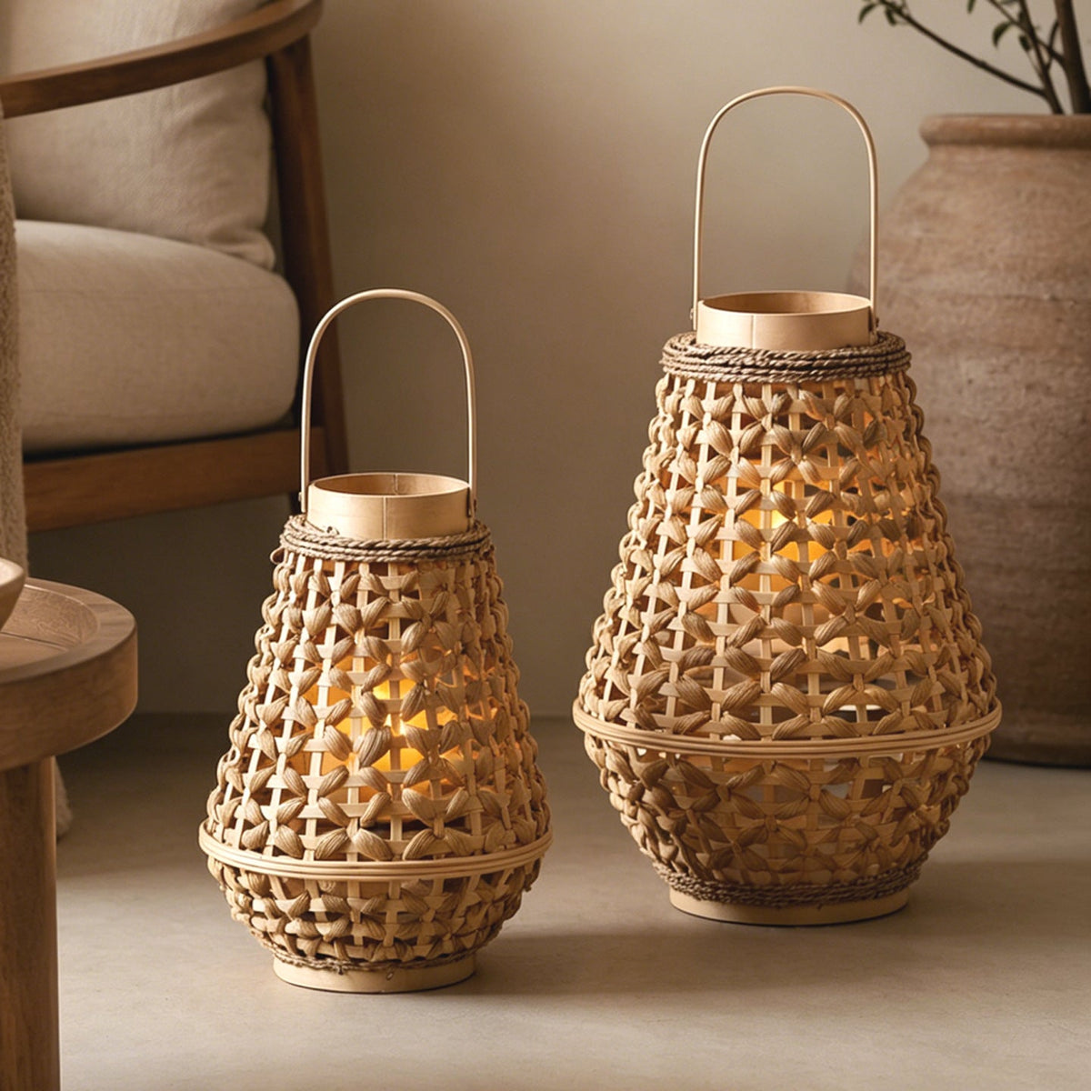 Elegant Lantern made of Braided Rattan | Kelmera