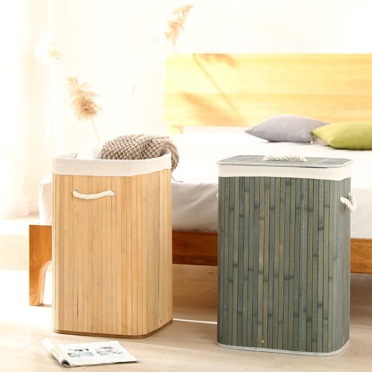 Elegant Laundry Basket made of Bamboo with Practical Lid | Kelmera