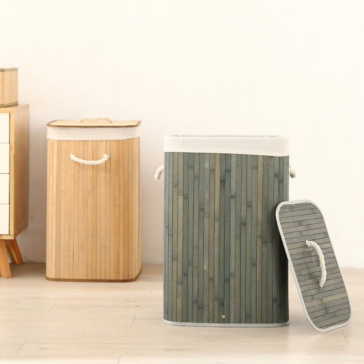 Elegant Laundry Basket made of Bamboo with Practical Lid | Kelmera
