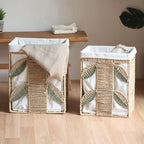 Elegant Laundry Basket made of Natural Wicker with Fabric Lining | Kelmera