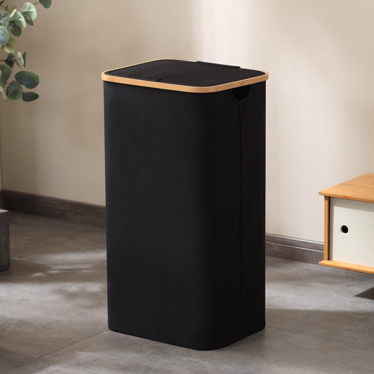 Elegant Laundry Container made of High-Quality Textile with Bamboo Frame | Kelmera