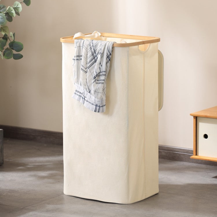 Elegant Laundry Container made of High-Quality Textile with Bamboo Frame | Kelmera