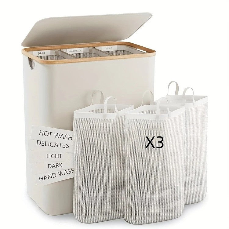 Elegant Laundry Container made of High-Quality Textile with Bamboo Frame | Kelmera